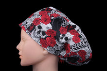 Load image into Gallery viewer, Gothic Skeletons, Crows and Flowers Euro Scrub Cap