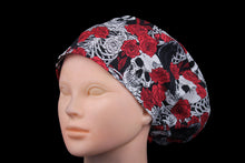 Load image into Gallery viewer, Gothic Skeletons, Crows and Flowers Euro Scrub Cap