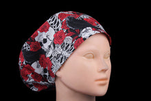 Load image into Gallery viewer, Gothic Skeletons, Crows and Flowers Euro Scrub Cap