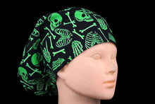 Load image into Gallery viewer, Neon Green Skeleton Bones Euro Scrub Cap - Loving Mystic Mantis
