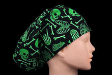 Load image into Gallery viewer, Neon Green Skeleton Bones Euro Scrub Cap - Loving Mystic Mantis