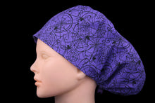 Load image into Gallery viewer, Purple Gothic Spider Webs Euro Scrub Cap - Loving Mystic Mantis