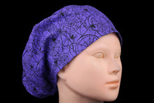 Load image into Gallery viewer, Purple Gothic Spider Webs Euro Scrub Cap - Loving Mystic Mantis