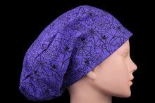 Load image into Gallery viewer, Purple Gothic Spider Webs Euro Scrub Cap - Loving Mystic Mantis