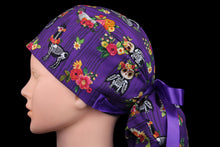 Load image into Gallery viewer, Purple Day of the Dead Animals Ponytail - Loving Mystic Mantis