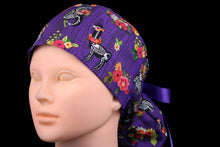 Load image into Gallery viewer, Purple Day of the Dead Animals Ponytail - Loving Mystic Mantis