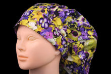 Load image into Gallery viewer, Yellow and Purple Flowers Large Bouffant - Loving Mystic Mantis
