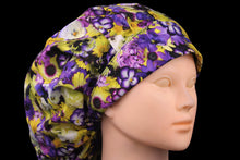 Load image into Gallery viewer, Yellow and Purple Flowers Large Bouffant - Loving Mystic Mantis