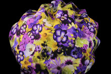 Load image into Gallery viewer, Yellow and Purple Flowers Large Bouffant - Loving Mystic Mantis