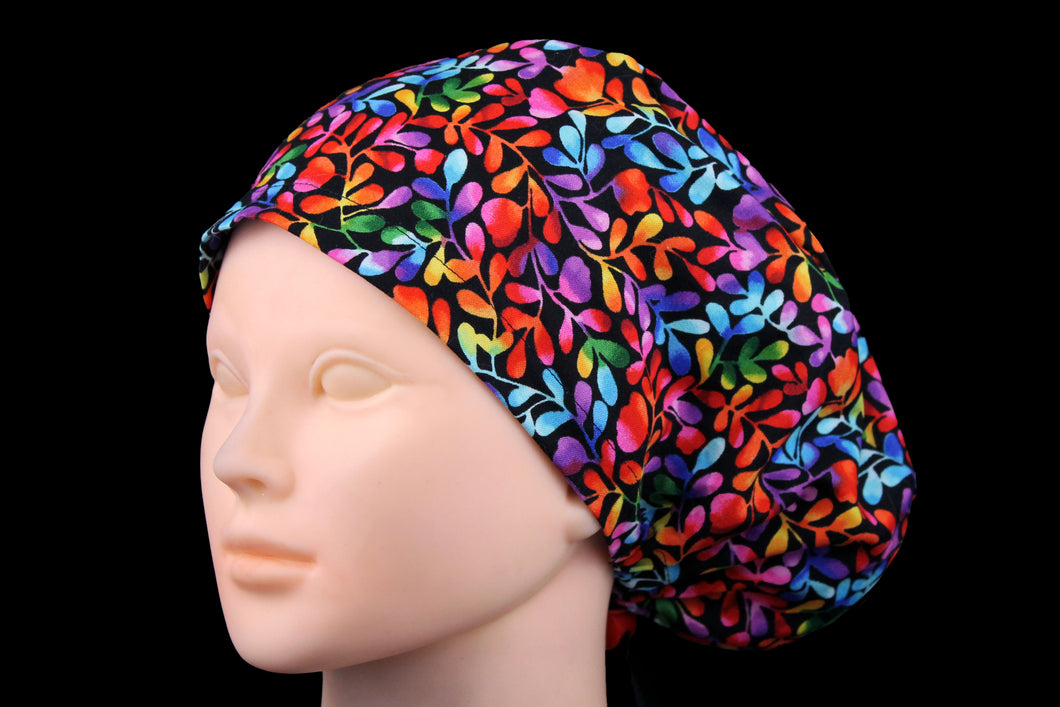 Rainbow Autumn Leaves Euro Scrub Cap