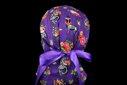 Purple Day of the Dead Animals Ponytail - Loving Mystic Mantis